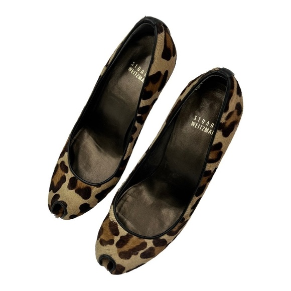 STUART WEITZMAN Pipespy Leopard-print Calf Hair Peep-Toe Platform Pump - Picture 6 of 13